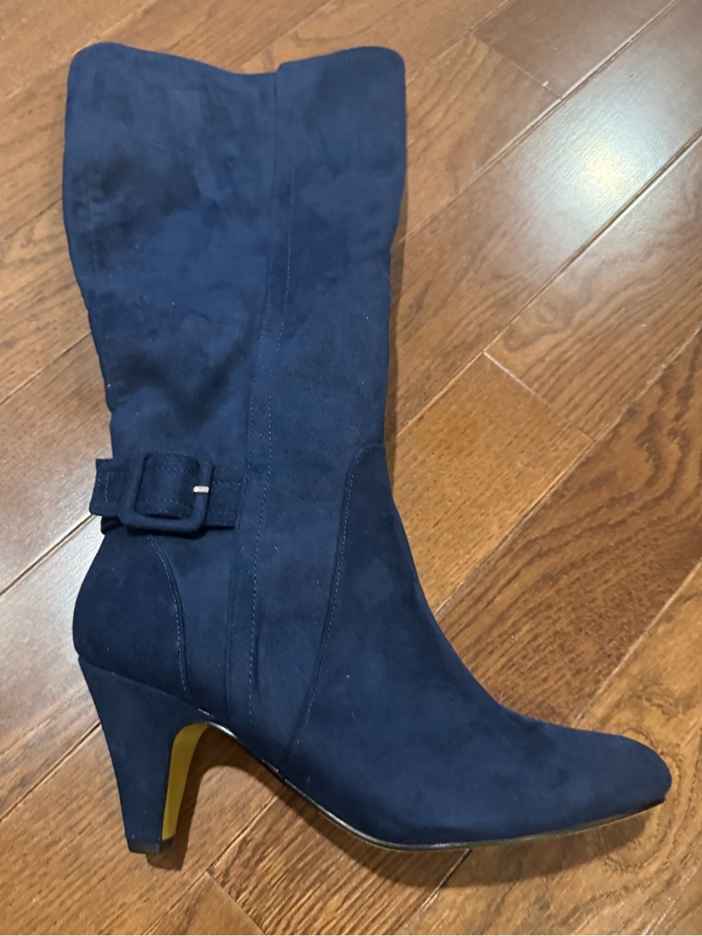Bella Vita Women's Navy Suede Mid-Calf Heel Boots